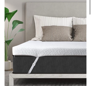 lot 9934 image: 3 Inch Gel Memory Foam Mattress Topper Queen Size High Density Cooling Pad Pressure Relief Bed Topper (with Removable & Washable Bamboo Cover) - Retail $0