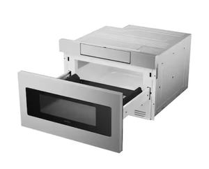 lot 9935 image: HANDYMAN SPECIAL-Sharp 1.2 cu. ft. 24 in. Microwave Drawer with Concealed Controls, Built-In Stainless Steel with Sensor Cooking (powers on, does open and close but could not start when we input the cook time) retails for $1500 - Retail $0