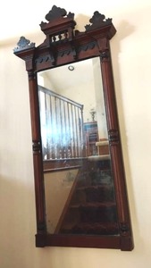 lot 927 image: Antique Mirror.  Over 100 years old.  Located on landing to UPSTAIRS 55 x 22 in