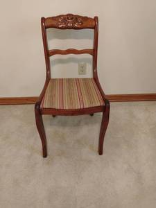 lot 934 image: Wooden Chair with Stripped Seat.Located UPSTAIRS