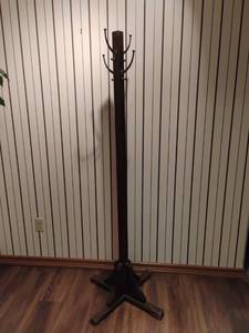 lot 969 image: Hall Tree or Coat Rack.  67 inches tall. Located DOWNSTAIRS