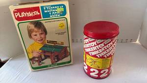 lot 1043 image: Vintage Playskool Lincoln Logs and Tinkertoys