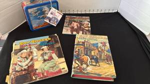 lot 1069 image: Roy Rogers books and The Lone Ranger lunchbox with tag