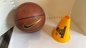 lot 1102 image: Signed WSU Shocker basketball and Mizzou megaphone