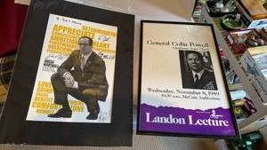 lot 1122 image: Gregg Marshall matted print 24x18 and General Colin Powell framed poster  McCain Auditorium