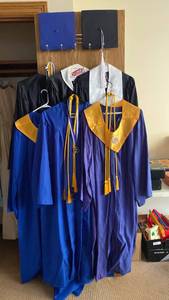 lot 1135 image: Graduation robes, blue and black, long and short