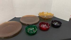 lot 1213 image: Mixed Glass Dinnerware Set - Plates and Bowls