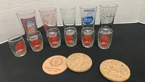 lot 1223 image: Mixed Beer Glass Collection with Coasters