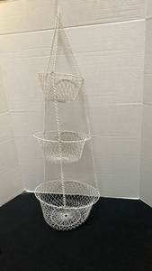 lot 1261 image: 3-Tier White Wire Hanging Basket