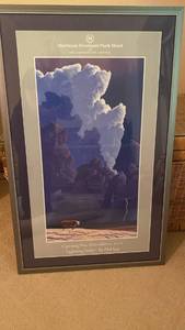lot 1305 image: Framed print Lightning Strike by Phil Epp, frame 37x23