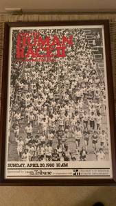 lot 1309 image: Framed promotional poster of 1980 Human Race II Marathon Event, frame 20.5x 14 and Flagstaff Az poster