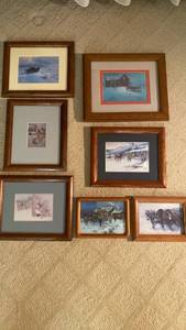 lot 1316 image: Framed Southwestern and Western prints, largest 11.5x13.5