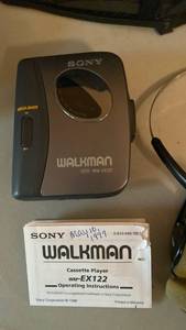 lot 1330 image: Sony Walkman cassette player, 2 Sony headsets and a Ricoh One Take Dual camera