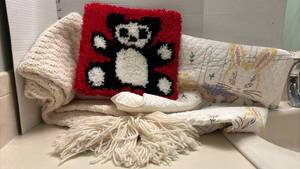 lot 1403 image: Baby Blankets and a Needle Punch Square