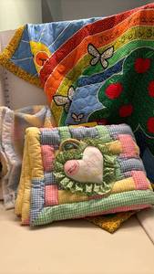 lot 1404 image: Quilted Wall hanging, Baby Blanket, Quilt and Shhh door hanger