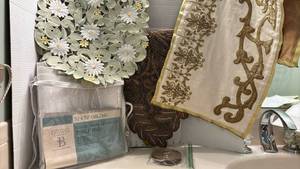 lot 1405 image: flannel backed protector table pad, coasters and three 3 foot table runners