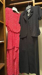 lot 1427 image: Two Polka Dot Dresses, size small.  One with matching shortsleeved jacket