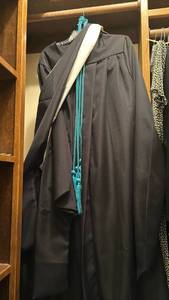 lot 1431 image: Academic Graduation Gown with Turquoise Tassel in Garment Bag