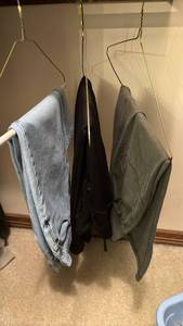 lot 1455 image: Jeans size 6P plus two capris, one black one green Both small