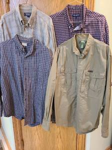 lot 1468 image: Mens button down collar long sleeve shirts, L, XL.