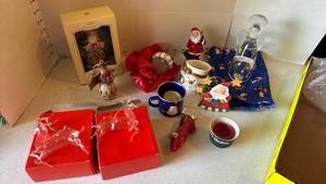 lot 3136 image: Glass reindeer and angel, candles with ornaments