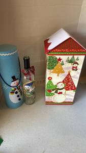 lot 3145 image: Holiday wine bottle and holder with decorative box
