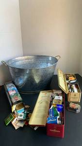 lot 3244 image: Aluminum bucket and matches collection
