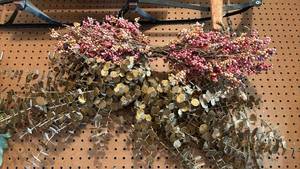 lot 3414 image: Two Decorative Berry and Eucalyptus Swags