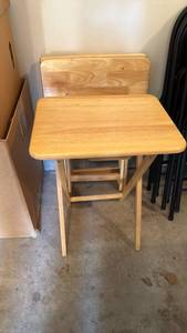 lot 3500 image: 4 sturdy wood tv trays