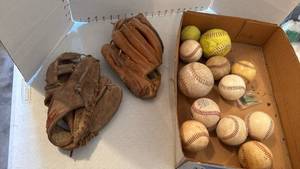 lot 3505 image: Wilson & MacGreger baseball gloves, baseballs and softballs