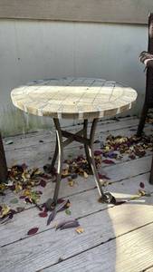 lot 4110 image: Mosaic Stone Outdoor Side Table