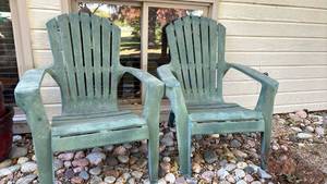 lot 4117 image: Plastic Adirondack Chairs in Weathered Seafoam