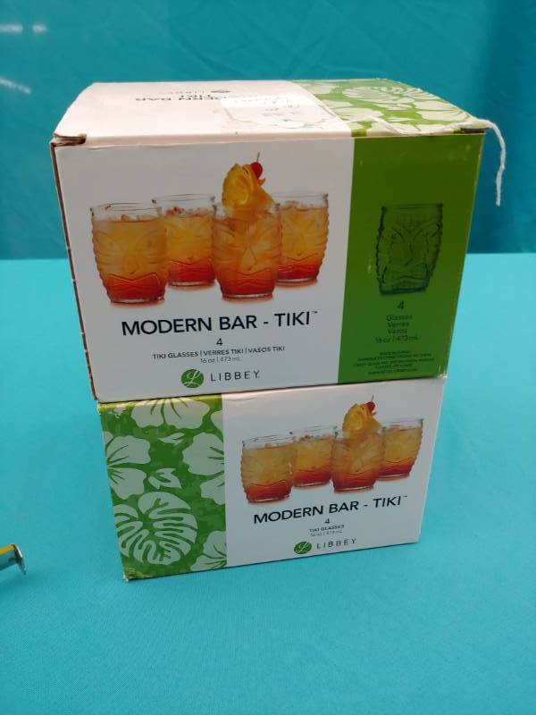 lot 5107 image: 2 Sets Libbey Tiki Glasses