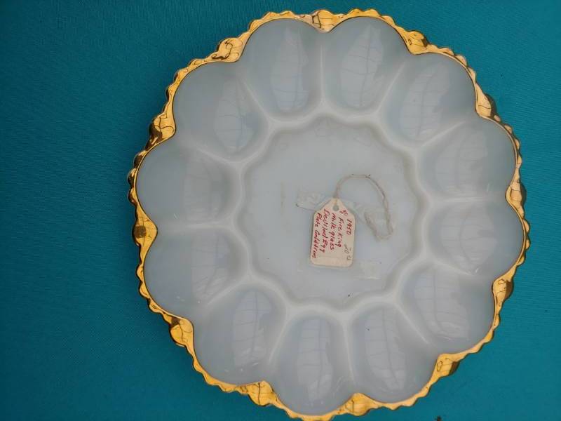 lot 5144 image: Fire King Deviled Egg Milk Glass Plate