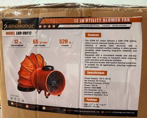 lot 8095 image: LHR-SHT30 - LHR-UBF12 - 12in Utility BlowerIndustrial Fan - Unused