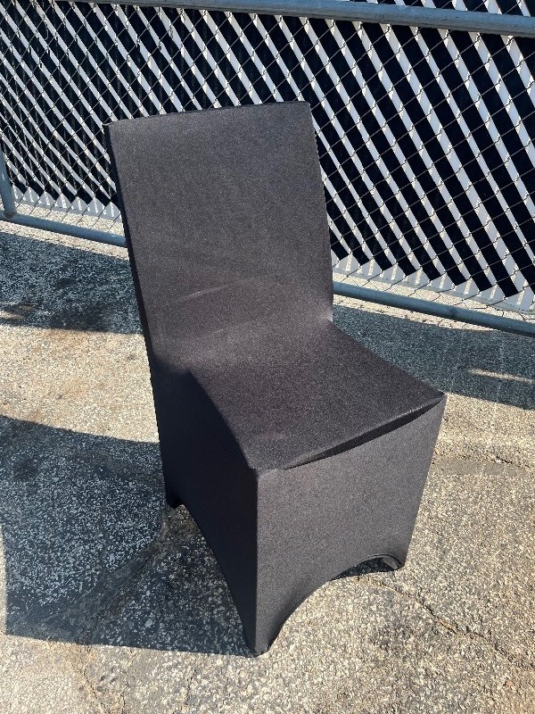 lot 349 image: Bundle of 15 Black Stretchy Fabric Chair Covers - Great for Event - Catering - Parties - Family Gatherings Etc, No Chairs included