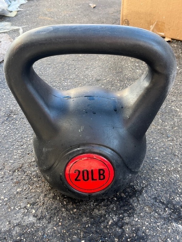 lot 469 image: Plastic KettleBell- Bottom Fill With Sand or Water - Adjust etc - red