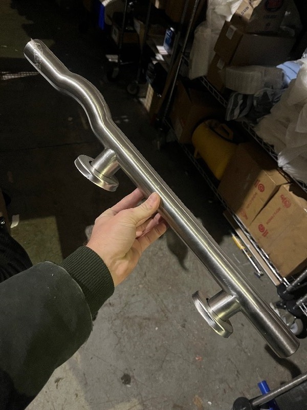 lot 80 image: 24 x 1.5 Stainless Steel Railing w Dimple See images