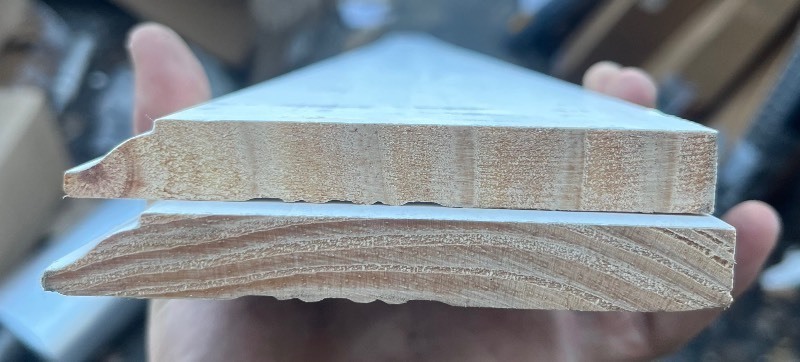 lot 419 image: Bundle of 2 Primed Wood Baseboard Moulding 8 x 4 � - Sm Blemishes, not perfect  see images comes as pictured