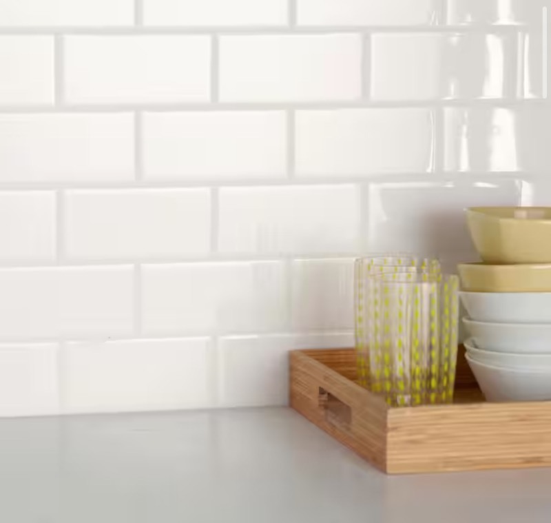 lot 207 image: Restore Bright White 3 in. x 6 in. Glossy Ceramic Subway Wall Tile (12.5 sq. ft. case)
