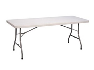 lot 4 image: Blow-Molded Plastic Folding Table (30 W x 60 L)