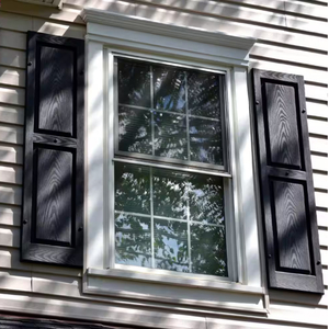 lot 73 image: 14.75 in. x 51 in. Raised Panel Vinyl Exterior Shutters Pair in Black