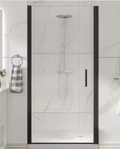 lot 69 image: 34 to 36 in. W x 72 in. H Pivot Frameless Shower Door with 516 in.(8mm) Clear SGCC Tempered Glass, Explosion-Proof Film Retails $320
