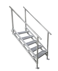 lot 94 image: Extreme Max 3005.4333 Jumbo-Tread Universal Mount Dock Stairs with Railing - 5-Step Retails $652
