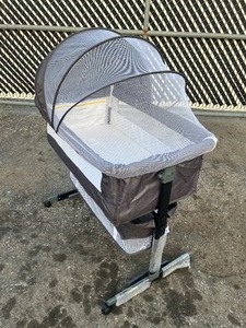 lot 98 image: Bedside Crib Sleeper,Foldable Baby Bed to Bed - GREY , Comes as is
