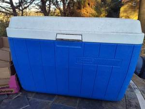 lot 68 image: Coleman Blue and White Cooler