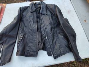 lot 81 image: Black leather jacket
