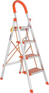 lot 1040 image: LUISLADDERS Step Ladder 4 Step Lightweight Folding Step Ladder Aluminum Step Stool with Widened Anti-Slip Strip Pedal Convenient Handgrip 350lbs EN131, Multi-use for Household and Office