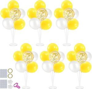 lot 2000 image: 6 Set Balloon Stand with Yellow and White Balloons Centerpiece Table Decorations Bee Daisy Sunflower Pary Birthday Bridal Shower Wedding New Years Decorations 2025
