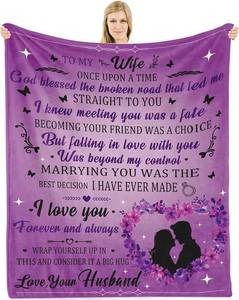 lot 2007 image: 50x60 Gifts for Wife, Blanket for Wife, Blanket Gift for Her from Husband, Wedding Gifts for Women, Birthday Presents for Her, Anniversary Romantic Gift for Women, Purple, 50x60